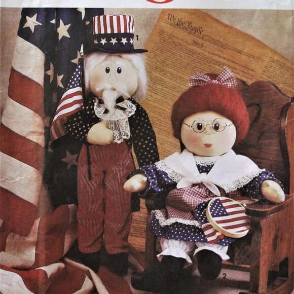 Vintage Simplicity Crafts 7648 Uncle Sam and Betsy Ross Dolls & Clothing - Picture 1 of 2